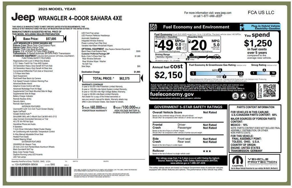used 2025 Jeep Wrangler 4xe car, priced at $33,972