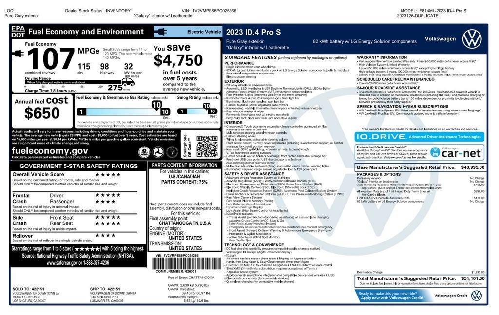 used 2023 Volkswagen ID.4 car, priced at $21,875