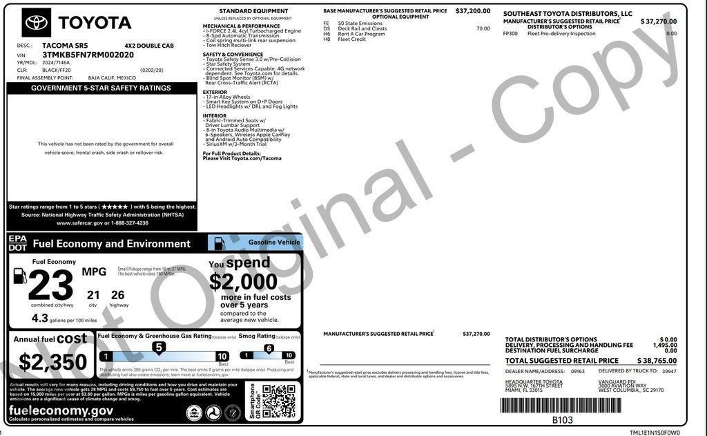 used 2024 Toyota Tacoma car, priced at $28,773