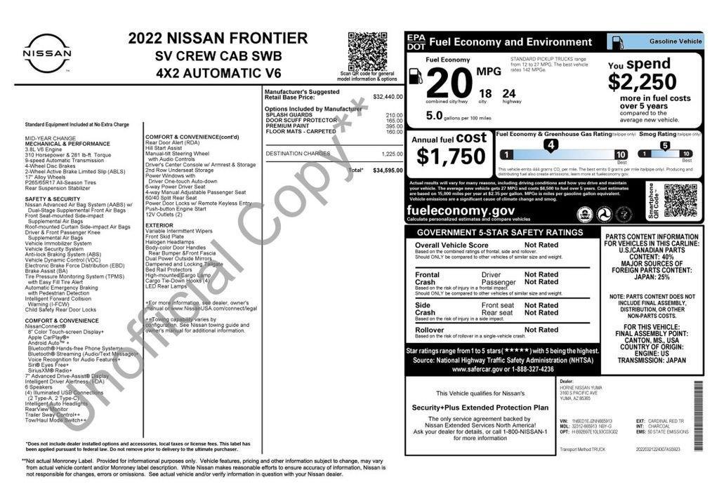 used 2022 Nissan Frontier car, priced at $29,473