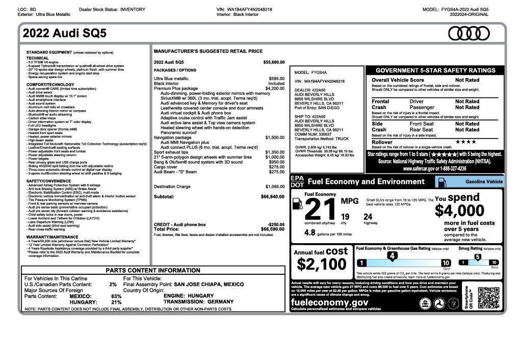 used 2022 Audi SQ5 car, priced at $33,975