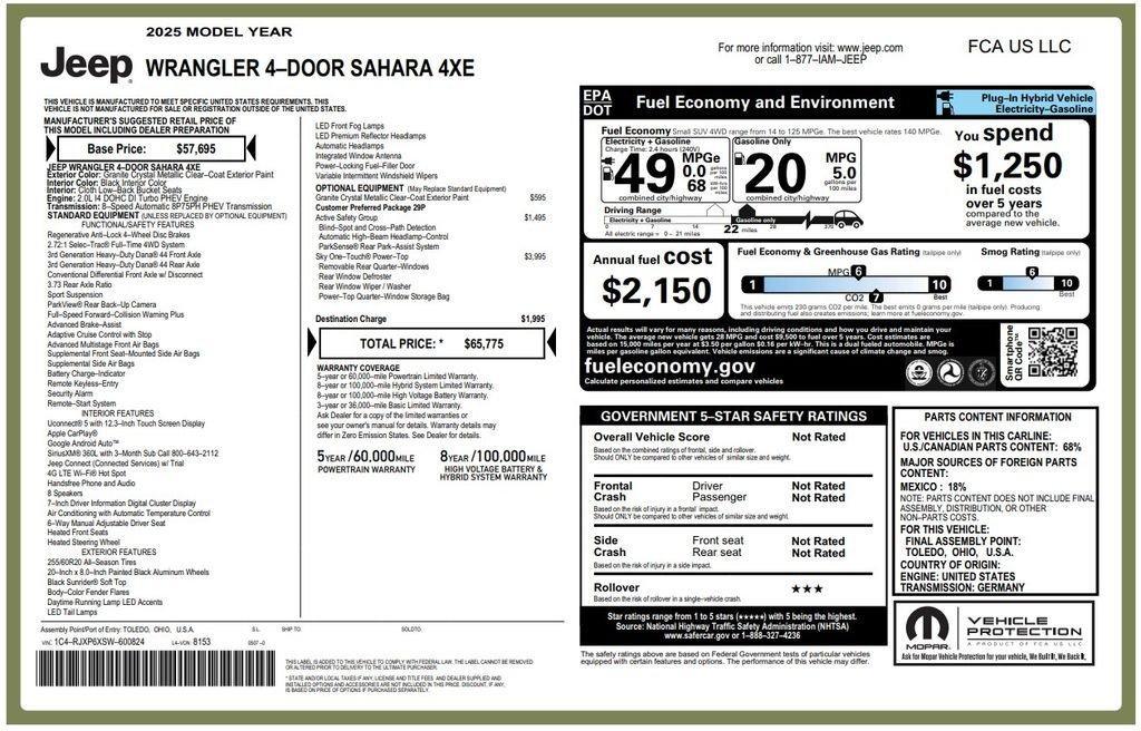 used 2025 Jeep Wrangler 4xe car, priced at $33,373