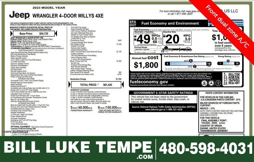 used 2023 Jeep Wrangler 4xe car, priced at $27,373