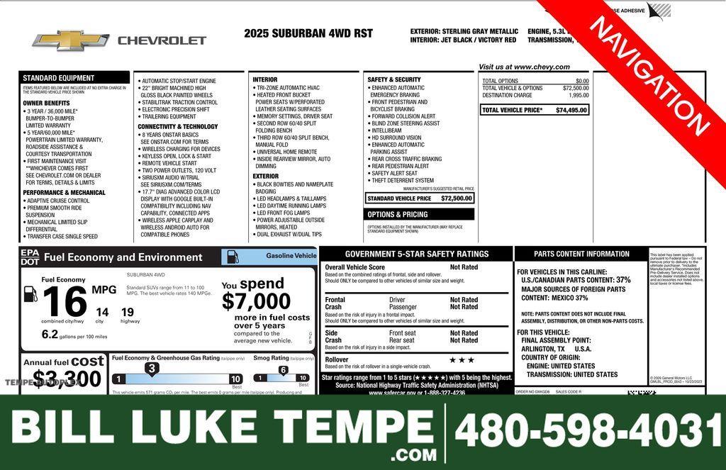 used 2025 Chevrolet Suburban car, priced at $67,973