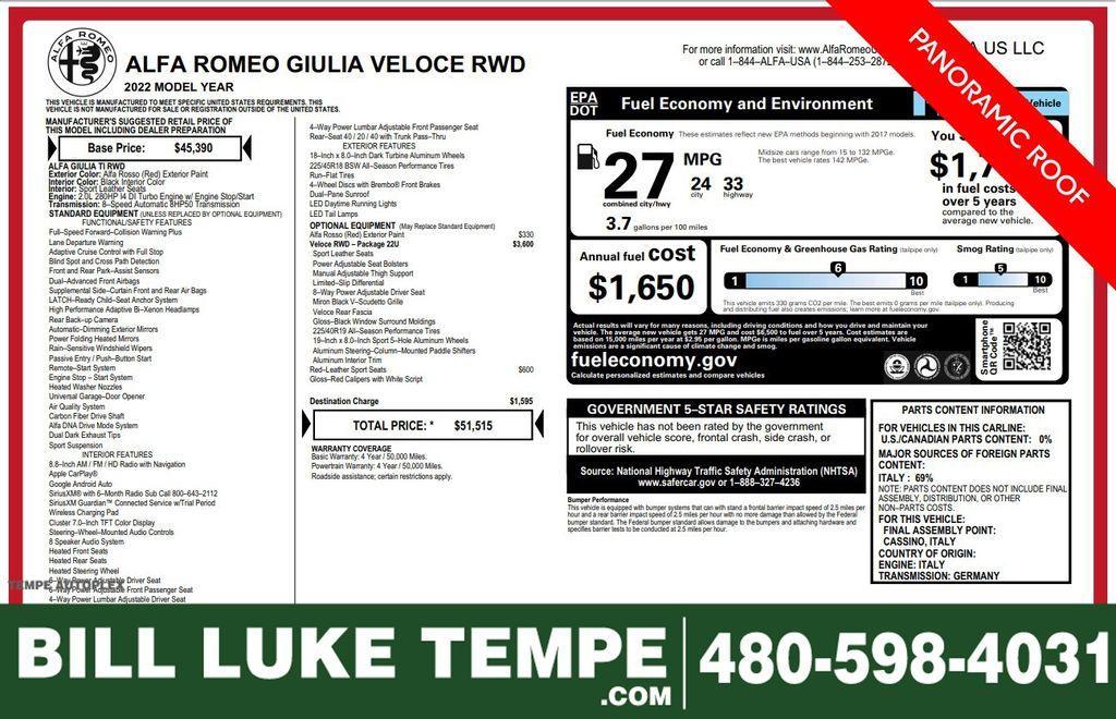 used 2022 Alfa Romeo Giulia car, priced at $24,973