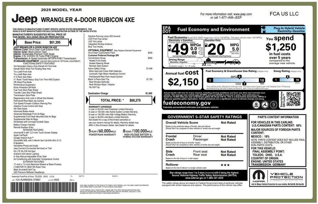 used 2025 Jeep Wrangler 4xe car, priced at $33,373