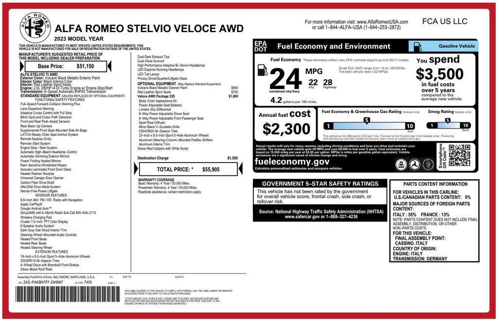 used 2023 Alfa Romeo Stelvio car, priced at $28,373