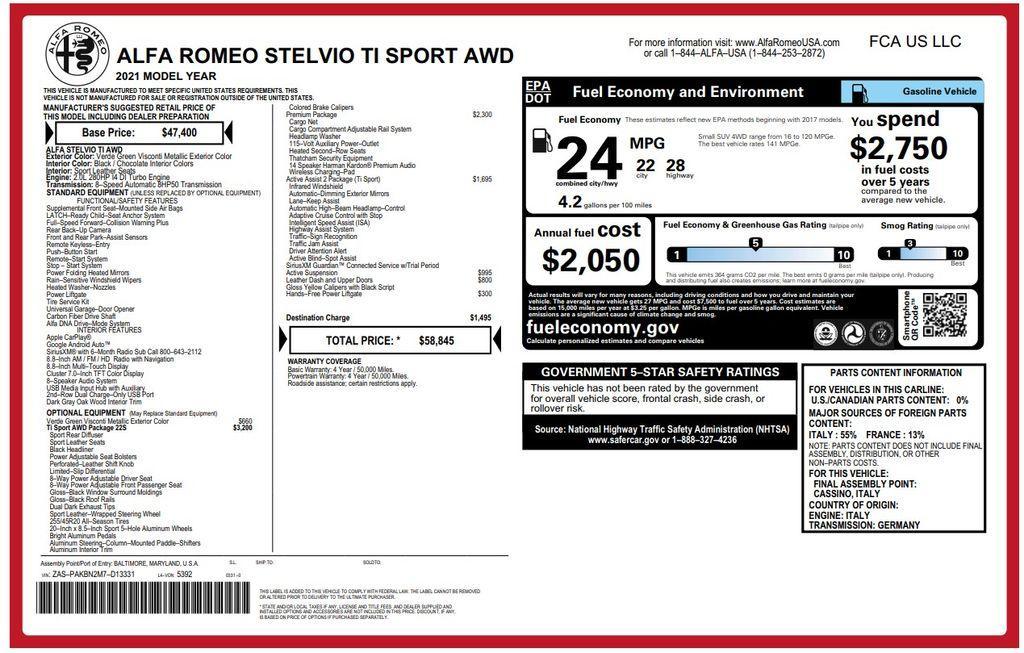 used 2021 Alfa Romeo Stelvio car, priced at $27,373