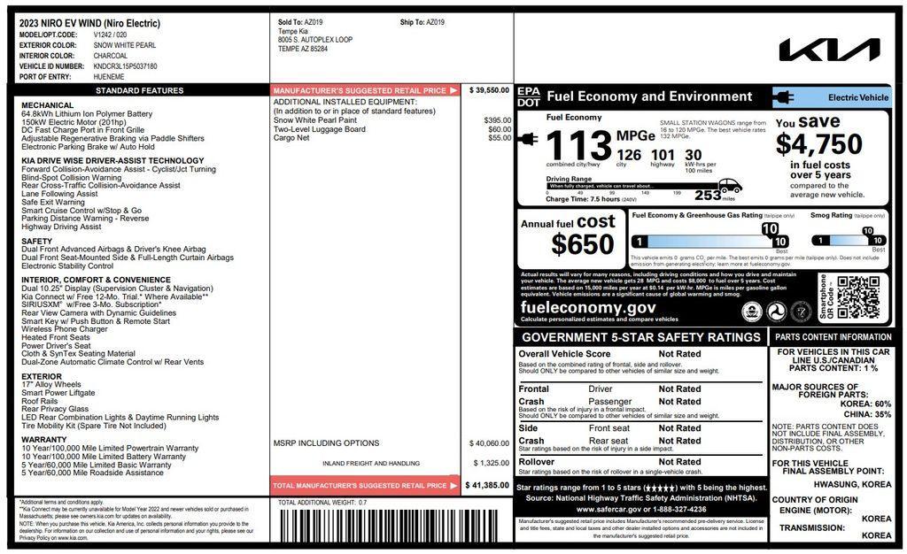 used 2023 Kia Niro EV car, priced at $21,073