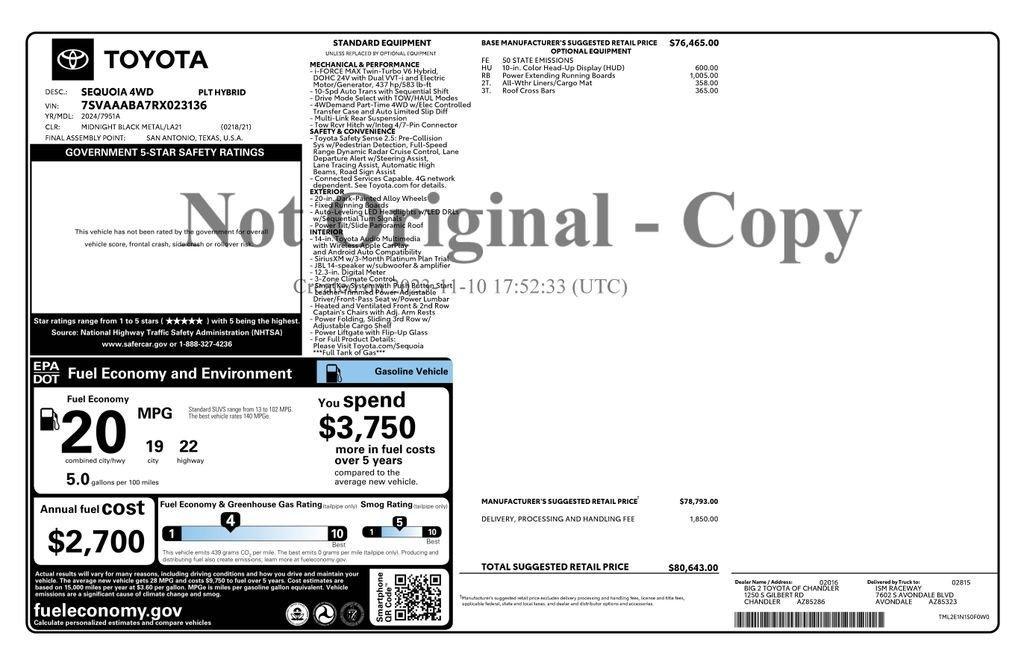used 2024 Toyota Sequoia car, priced at $73,972