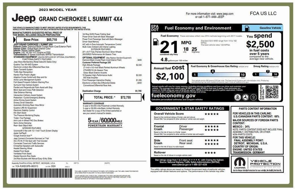 used 2023 Jeep Grand Cherokee L car, priced at $34,975