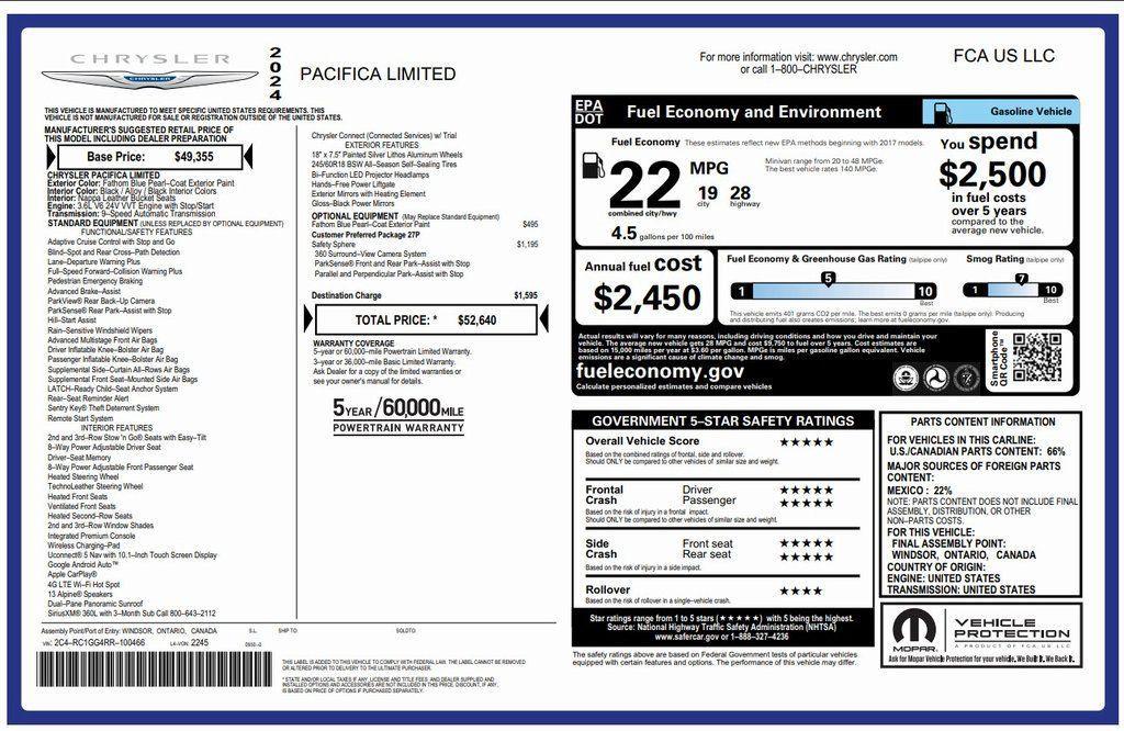 used 2024 Chrysler Pacifica car, priced at $34,173
