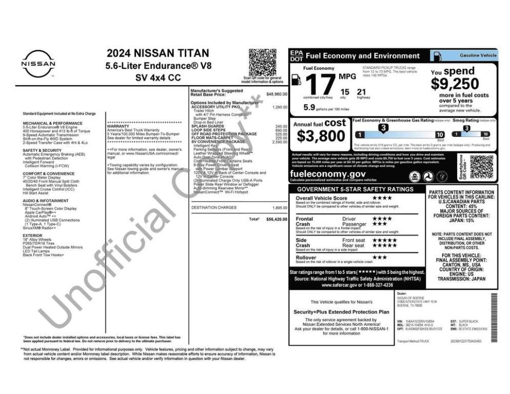used 2024 Nissan Titan car, priced at $36,675