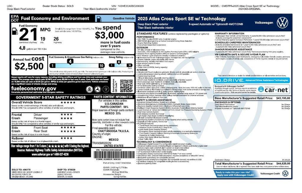 used 2025 Volkswagen Atlas Cross Sport car, priced at $32,073