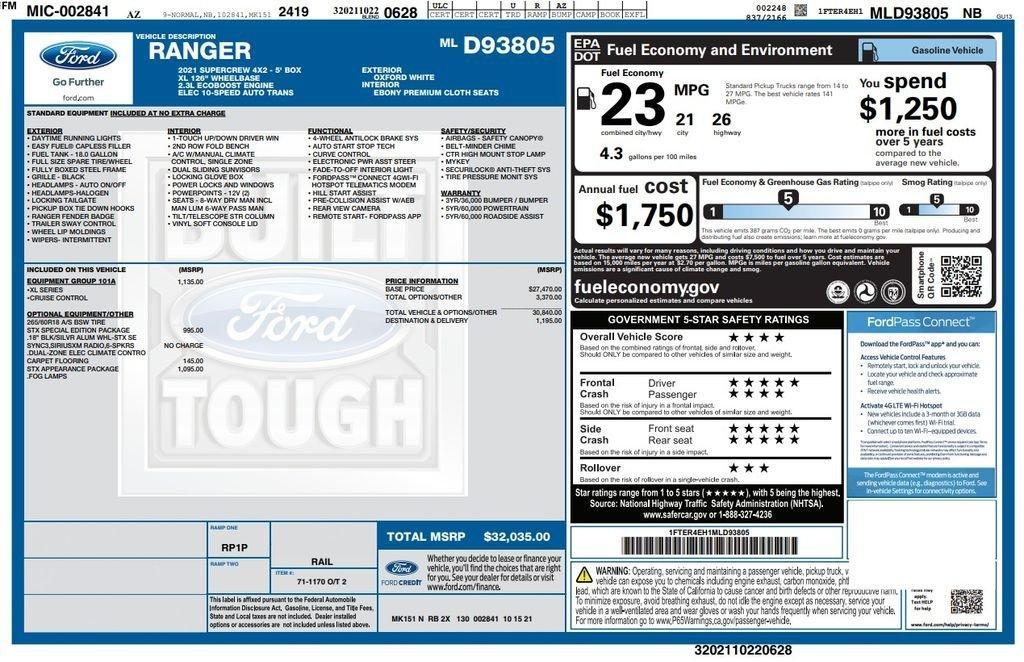 used 2021 Ford Ranger car, priced at $27,373