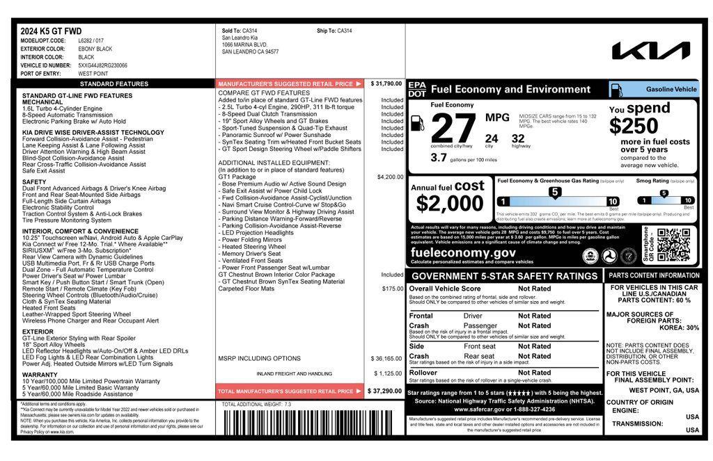 used 2024 Kia K5 car, priced at $27,575