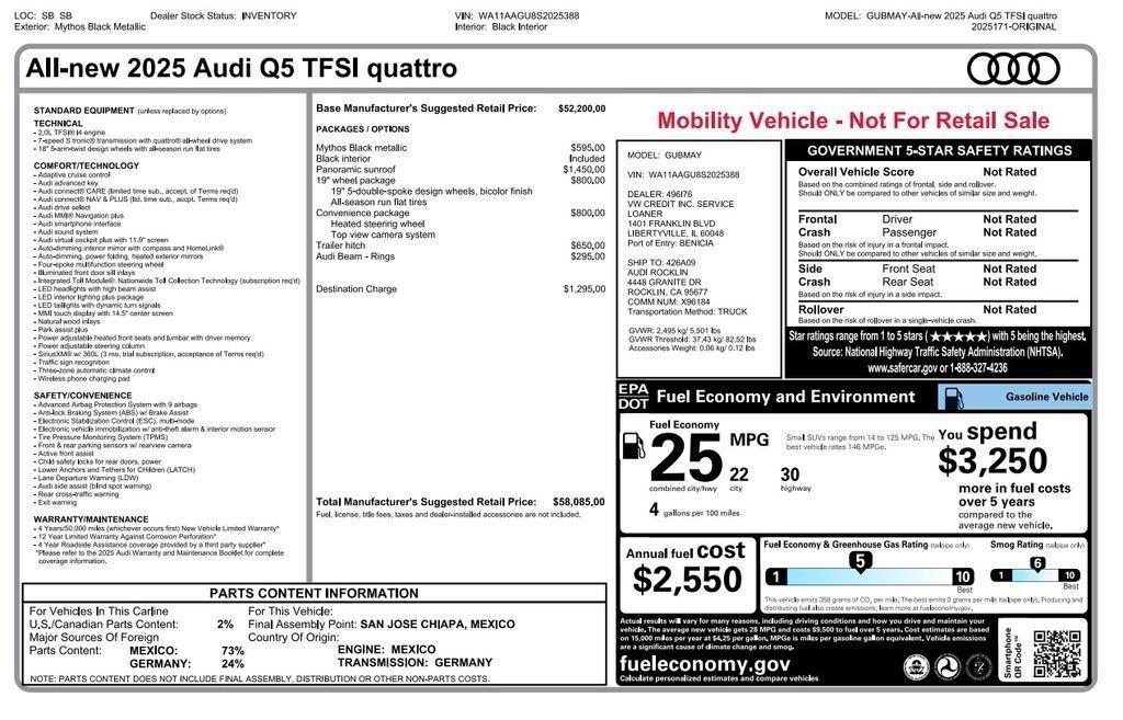 used 2025 Audi Q5 car, priced at $42,873