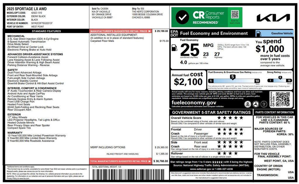 used 2025 Kia Sportage car, priced at $23,173