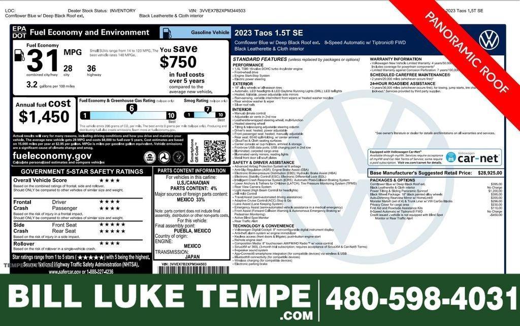 used 2023 Volkswagen Taos car, priced at $21,373