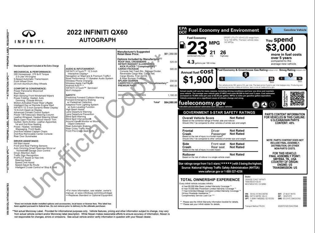 used 2022 INFINITI QX60 car, priced at $35,475