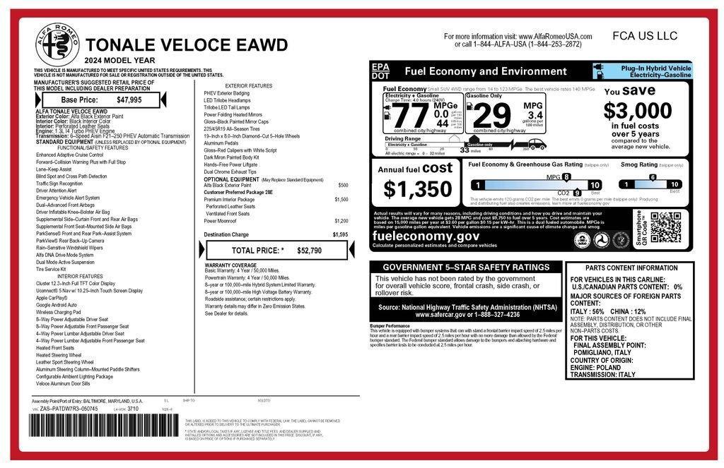 used 2024 Alfa Romeo Tonale car, priced at $22,473