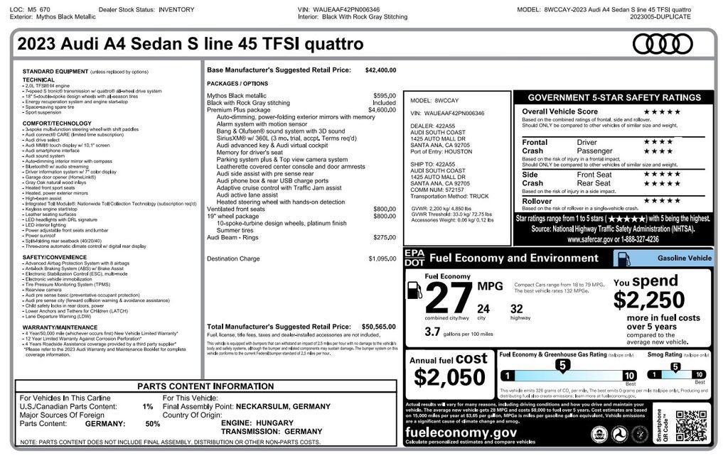 used 2023 Audi A4 car, priced at $31,373