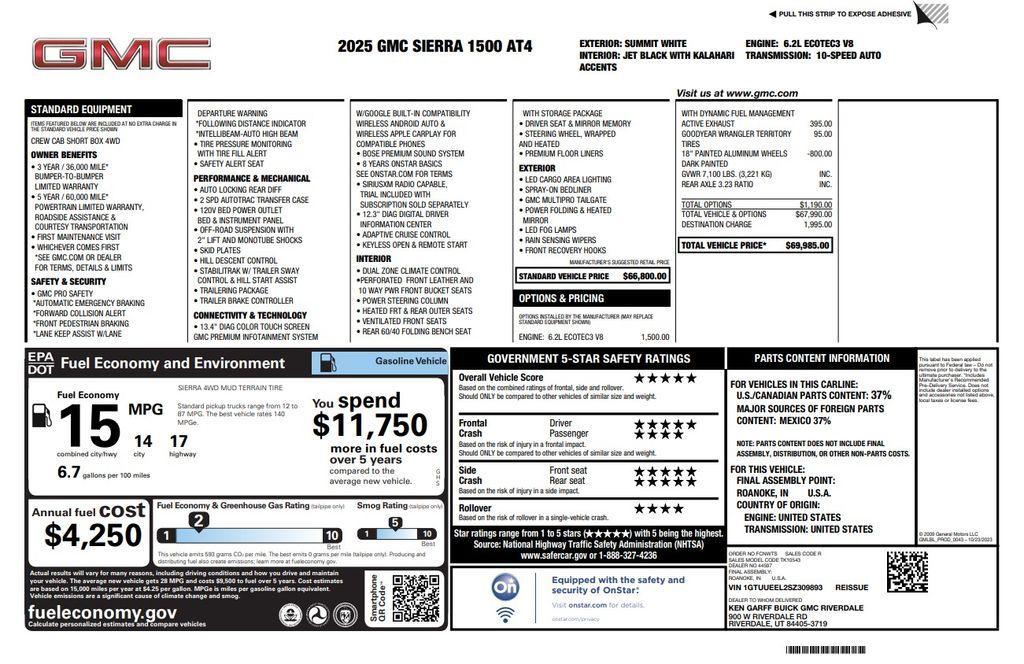 used 2025 GMC Sierra 1500 car, priced at $57,873