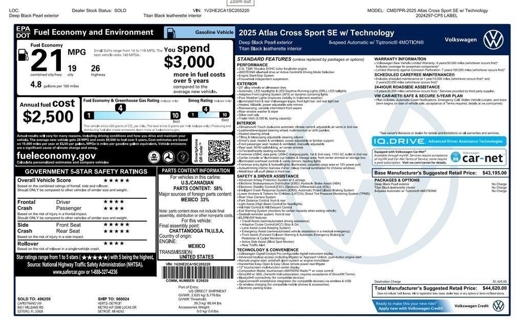 used 2025 Volkswagen Atlas Cross Sport car, priced at $28,873