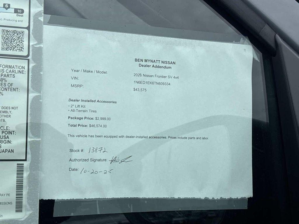 new 2026 Nissan Frontier car, priced at $38,975