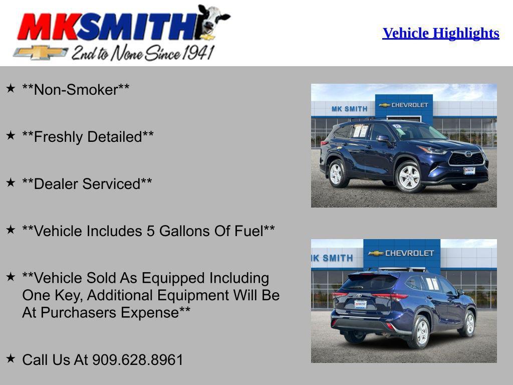 used 2021 Toyota Highlander car, priced at $25,915