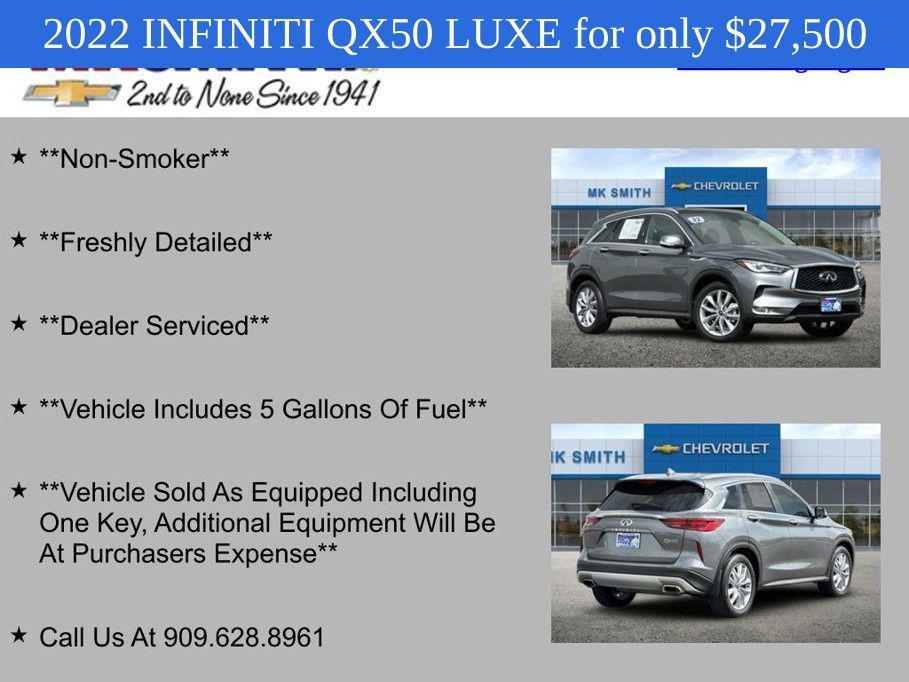 used 2022 INFINITI QX50 car, priced at $27,500