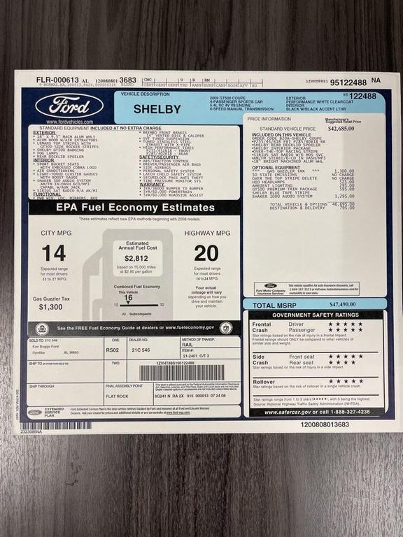 2009 Performance White Clearcoat Ford Shelby GT500