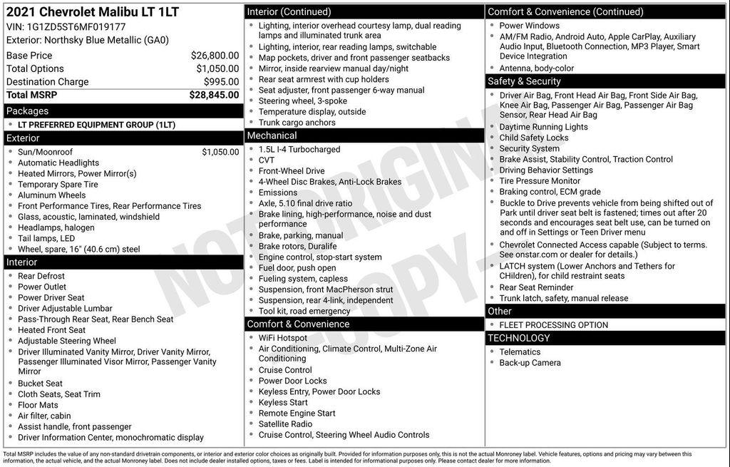 used 2021 Chevrolet Malibu car, priced at $12,971