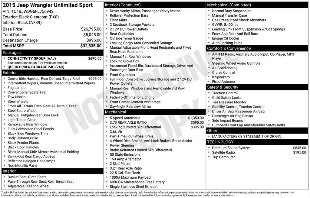 used 2015 Jeep Wrangler Unlimited car, priced at $15,991