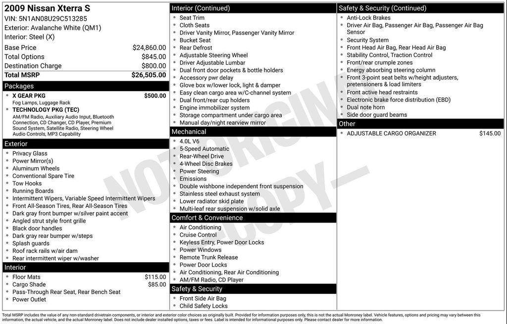 used 2009 Nissan Xterra car, priced at $6,981