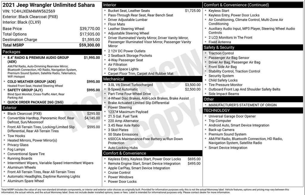 used 2021 Jeep Wrangler Unlimited car, priced at $25,491