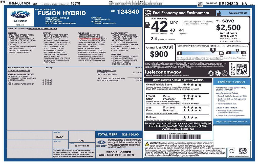 used 2019 Ford Fusion Hybrid car
