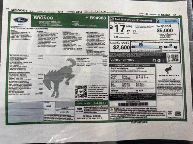 used 2023 Ford Bronco car, priced at $45,900