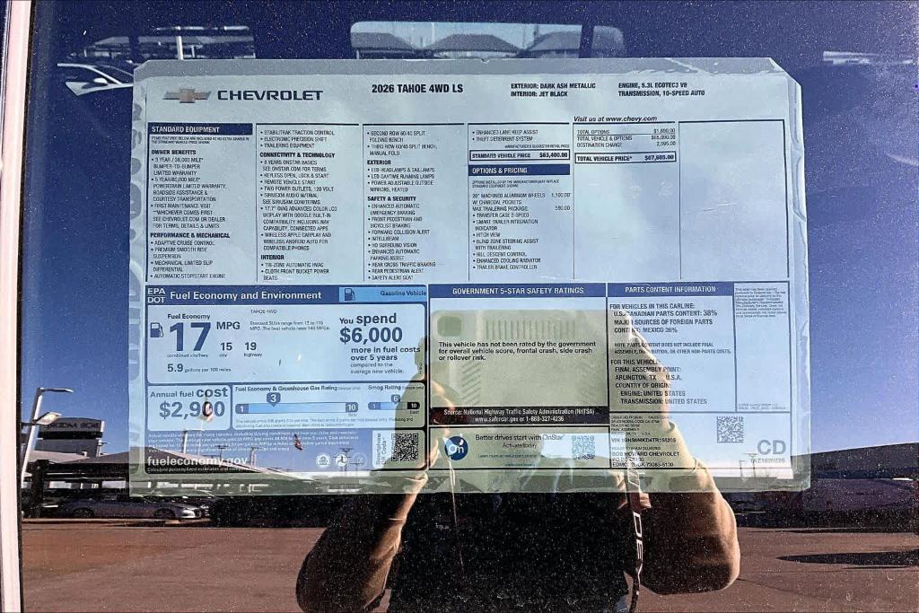 new 2026 Chevrolet Tahoe car, priced at $66,206