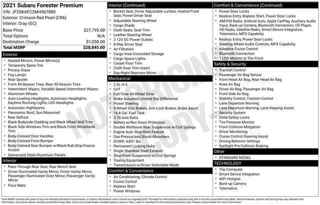 used 2021 Subaru Forester car, priced at $23,990