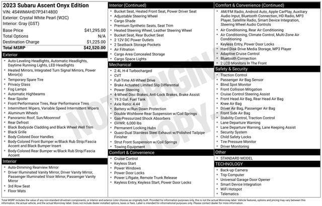 used 2023 Subaru Ascent car, priced at $31,861