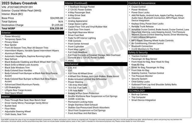 used 2023 Subaru Crosstrek car, priced at $21,990
