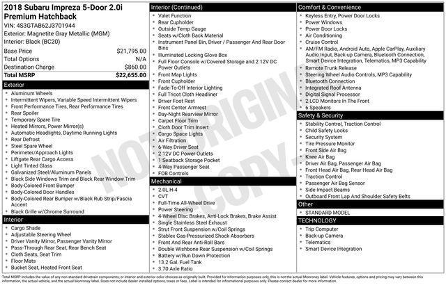 used 2018 Subaru Impreza car, priced at $9,990