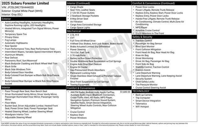 used 2025 Subaru Forester car, priced at $34,500
