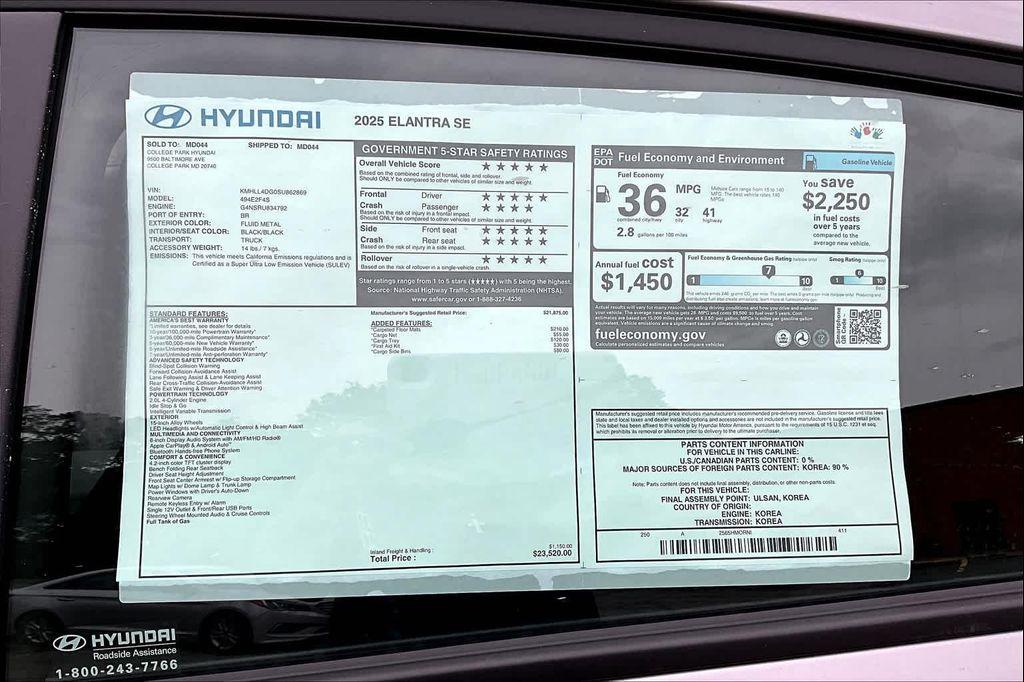 used 2025 Hyundai Elantra car, priced at $19,000