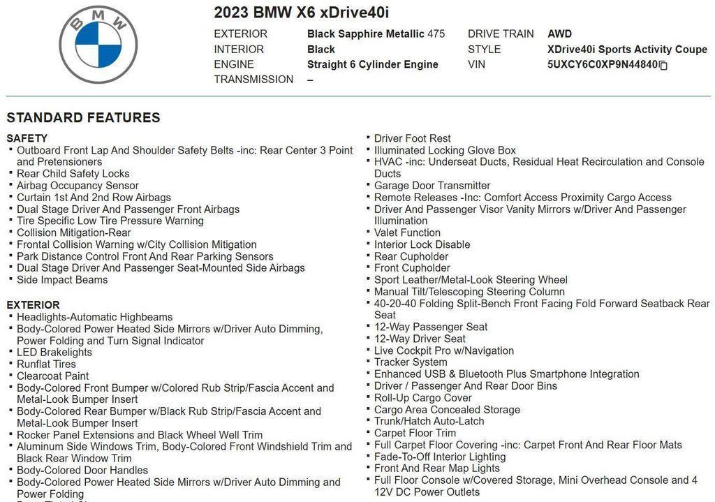 used 2023 BMW X6 car, priced at $43,478
