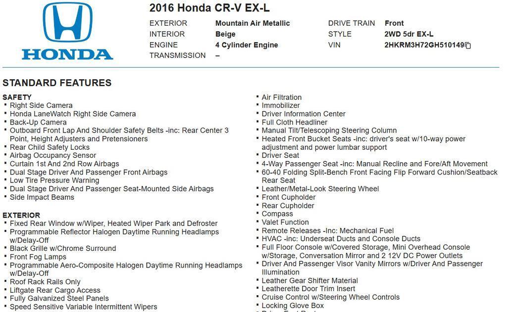 used 2016 Honda CR-V car, priced at $15,791