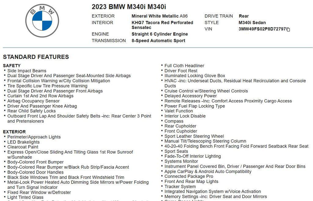 used 2023 BMW M340 car, priced at $46,794