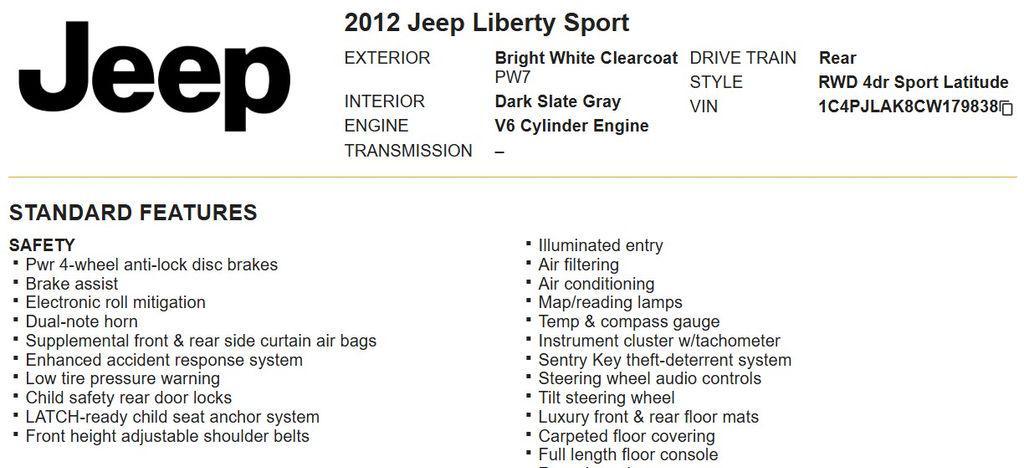 used 2012 Jeep Liberty car, priced at $5,998