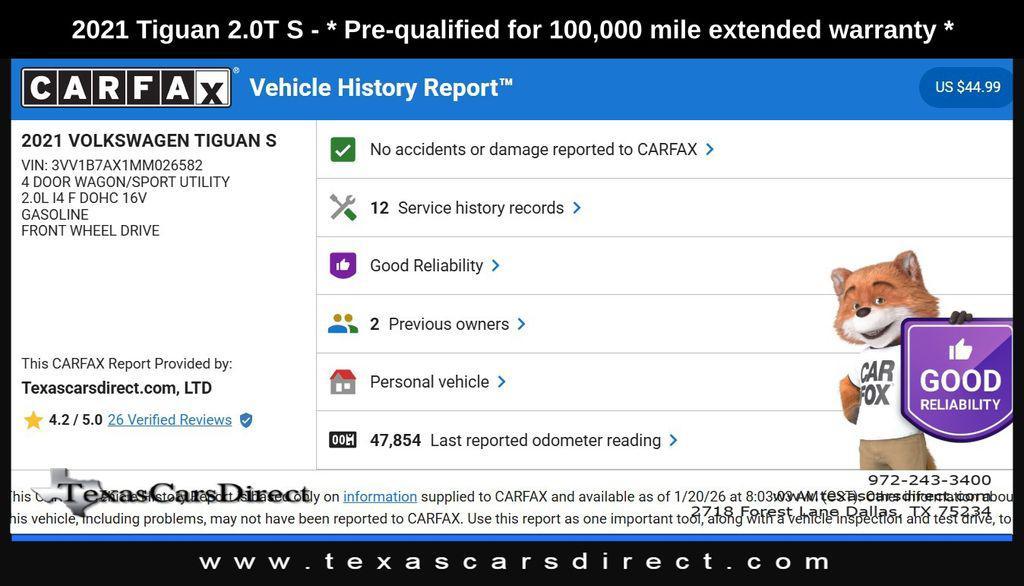 used 2021 Volkswagen Tiguan car, priced at $16,888